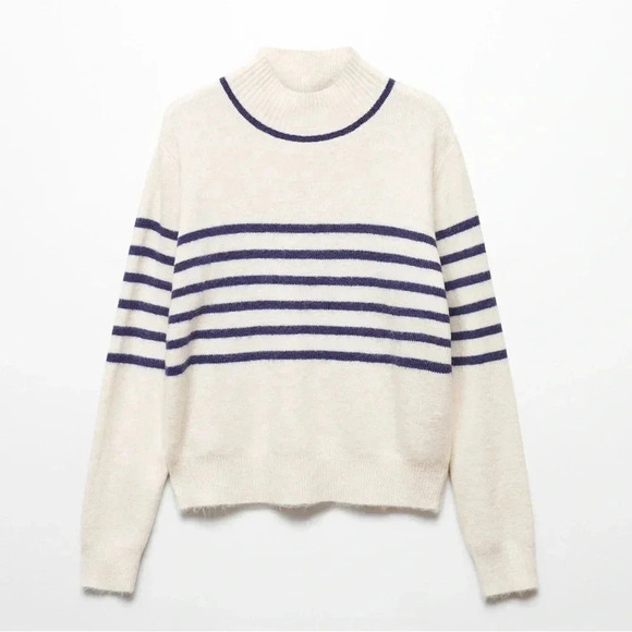 Mango Wool Blend Striped Sweater NWT - Picture 2 of 12